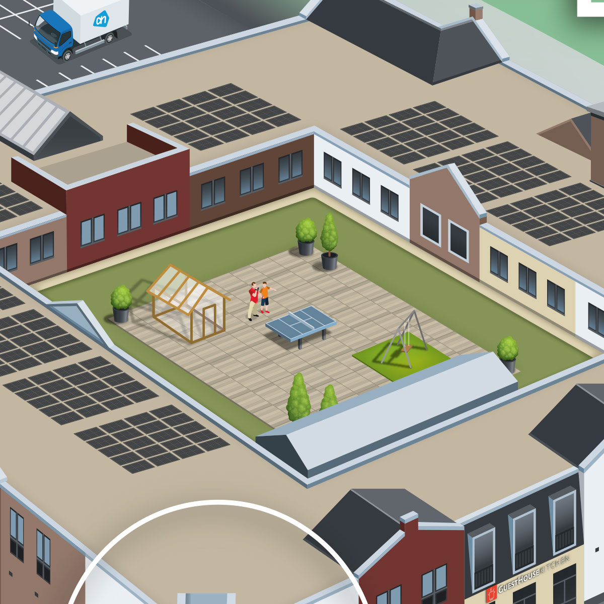 Gethematiseerde plattegrond Guesthouse Hotel - detail 2